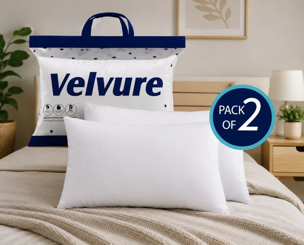 velvure Microfibre Sleeping Pillow Pack of 2 Solid (White)